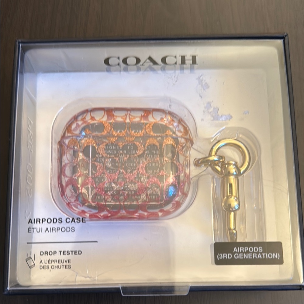 Coach Pink and Gold AirPods Case with Floral Design